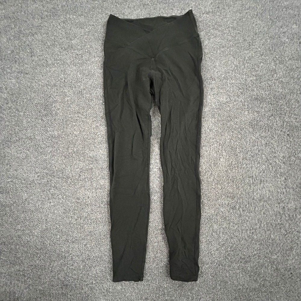 PINK Leggings Womens Size S Black Crossover V-Waist Slim Fit Athletic Yoga Pants